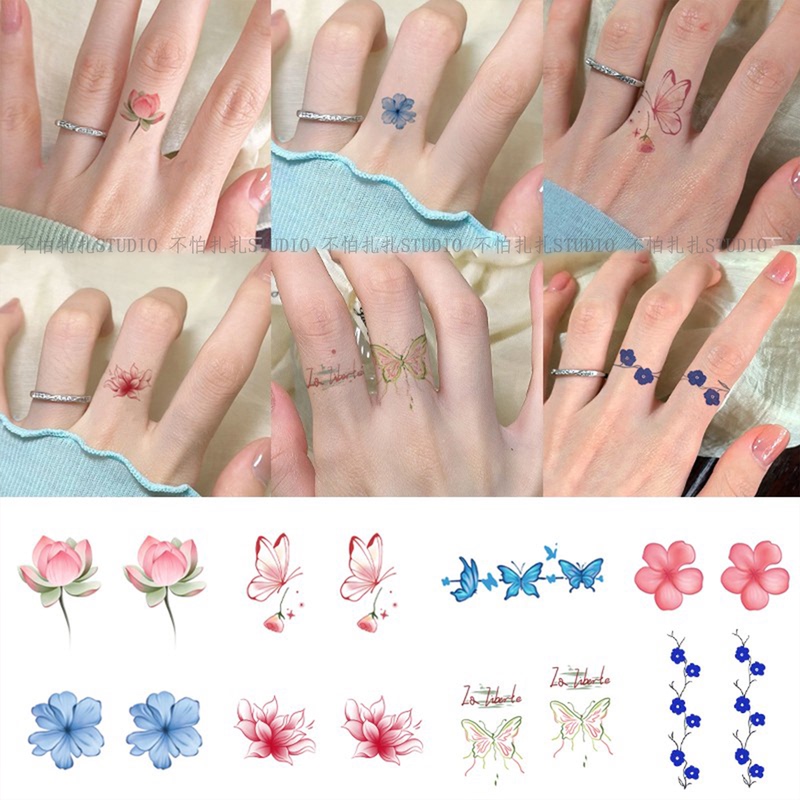 Finger Colorful Butterfly Small Picture Flower Tattoo Sticker ins Style Waterproof Long-Lasting Pure Desire Realistic Student Washable Finger Colorful Butterfly Small Picture Flower Tattoo Sticker ins Style Waterproof Long-Lasting Pure Desire Realistic Student Washable
