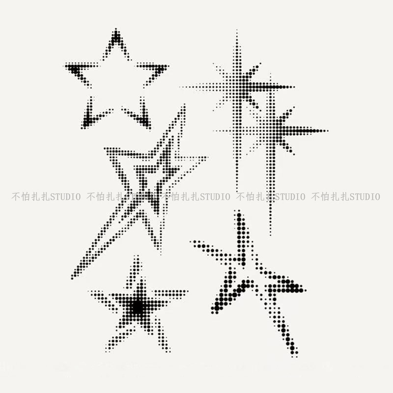 Pixel Star Juice Herbal Tattoo Stickers, Washable Tattoo Color, Y2K Spicy Girl Design, Niche Arm Stickers