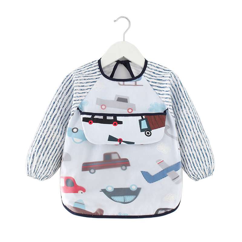 Baby eating smock, children's apron, bib, waterproof, anti-dirty rice pocket, baby long-sleeved, reverse-wearing protective clothing for boys and girls