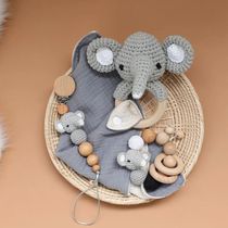 Wholesale Crochet Elephant Series Bib And Baby Rattle Teethe
