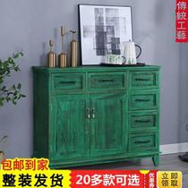 Chest of drawers solid wood bedroom price living room cabinet multi-functional storage cabinet economical retro old entrance storage
