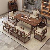 New combination of solid wood tea tables and chairs Chinese style office home tea table Zen old elm tea table coffee table tea table