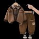Dhwa British Co-Branded Boys' Autumn Clothing Set 2025 Baby Spring Clothing Cardigan Sweater Three-Piece Set