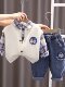 Dhwa British Co-Branded Baby Boy Autumn Clothing Set 2025 New Infant and Toddler Sweater Three-Piece Set