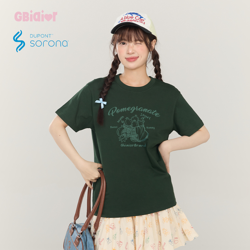 Gbiaior Olive Green Short-Sleeved T-Shirt for Women, Sorona Cool-Feeling 2026 New Casual Top for Summer