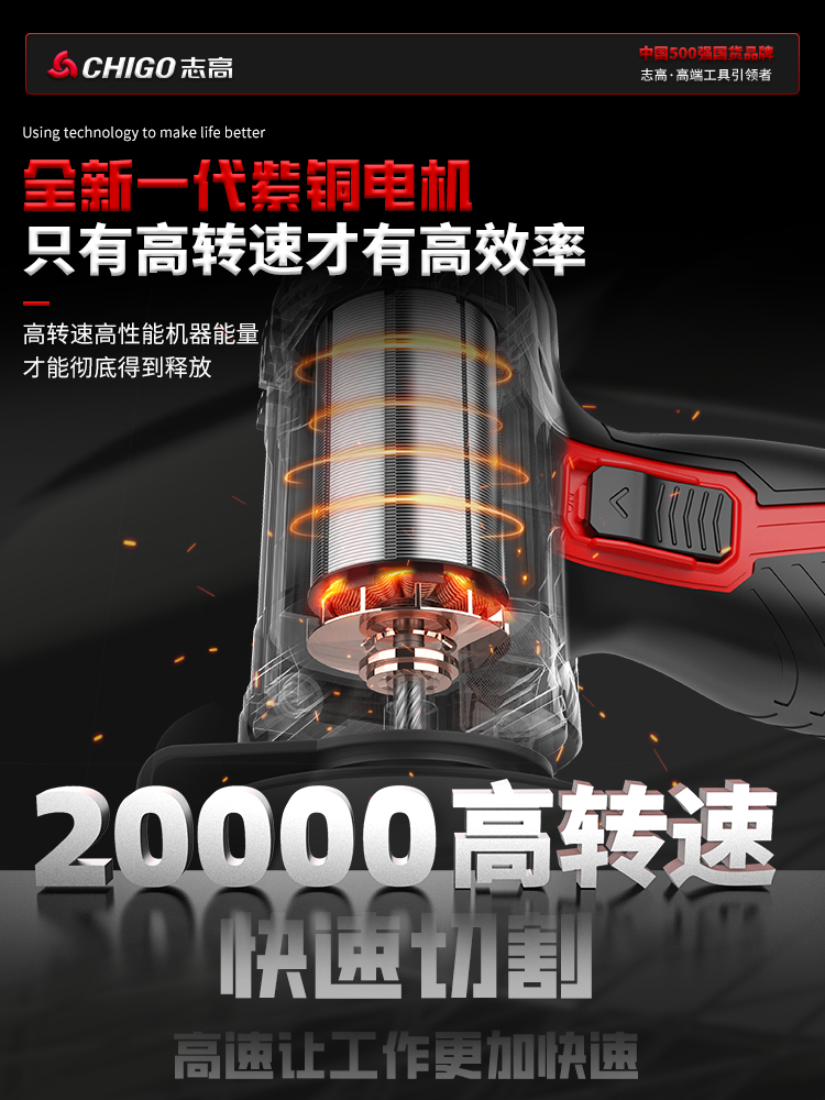 Chigo High-Speed Mini Angle Grinder, Lithium Battery Model, Multifunctional Portable Small Tool for Easy Drilling and Cutting