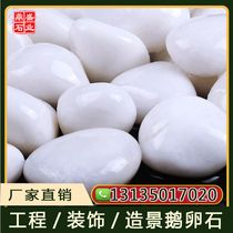 Hebei white soft pebble paving polished Yuhua stone raw stone natural size stone decoration courtyard landscaping white