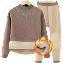 Middle-aged and elderly thermal underwear set mothers velvet thickened winter clothing grandmas sweater old ladys base layer