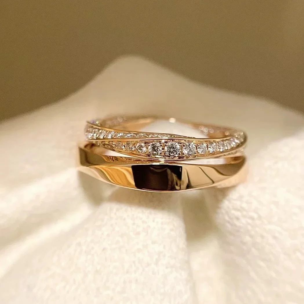 Графф/Против Rose Gold Mobius Ring Подпись платиновое кольцо с бриллиантами
