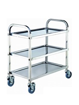 Stainless steel three-tier dining cart hotel trolley double-tier restaurant food delivery cart bowl collection cart hot pot restaurant beverage service cart