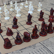 3D three-dimensional Chinese chess terracotta warriors and horses character chess pieces student adult parent-child collection gift Chinese chess set