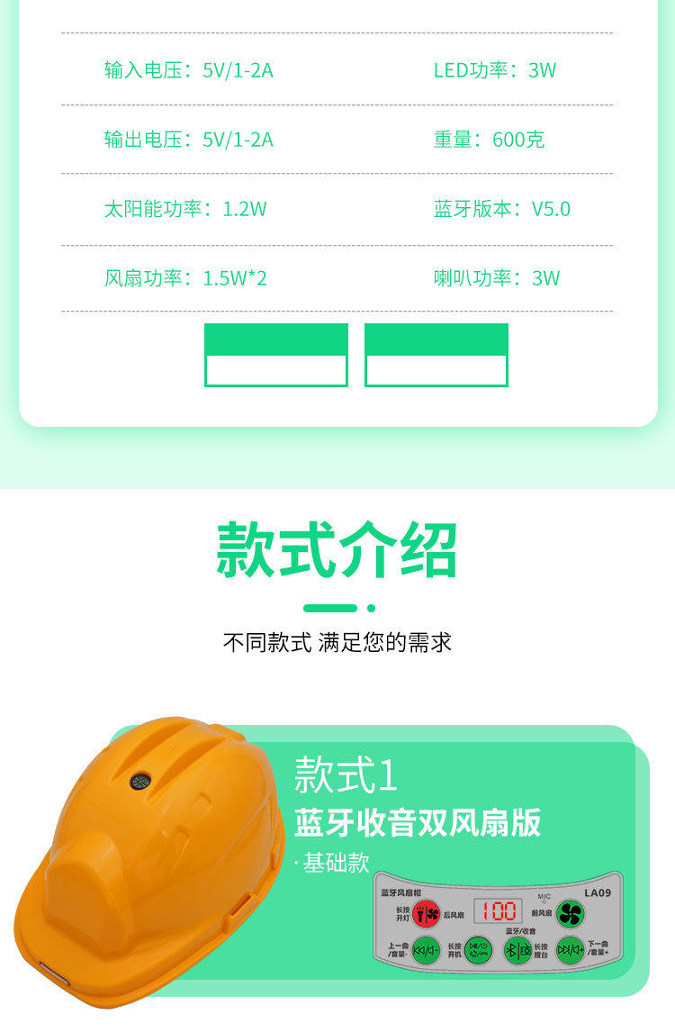 Фанаты Cap 带双风扇安全帽子工地安全帽内置太阳能空调帽可充电头盔空调制冷 No brand