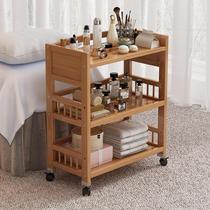 Mobile trolley for beauty salons solid wood multi-layer push rack barber shop multi-function tool trolley
