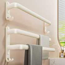 Cream style punch-free space aluminum multi-layer bathroom towel hanging rod bathroom multi-rod hanging rack storage rack