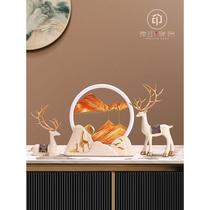 High-end new Chinese style lucky deer quicksand painting ornaments living room TV cabinet wine cabinet home new house decoration move-in new home