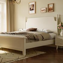 White solid wood bed modern minimalist cream style master bedroom French double bed American furniture 1 5 meters 1 8 meters large bed