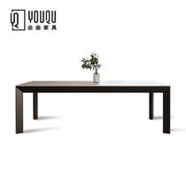 Delifeng slate dining table high-end Italian minimalist art restaurant dining table and chairs rectangular Foshan slate dining table