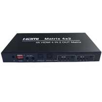 HDMI matrix 4 in 2 out 4X2 dual audio output optical fiber L R switch splitter RS232 serial port control