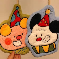Dopamine puppy towel hanging cute super absorbent thickened towel handkerchief bathroom coral fleece kitchen