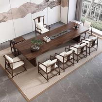 New style wooden tea table and chair for office use. Taichung large board Zen-style practical wooden tea table for home use.