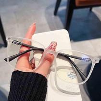 Mens trendy large frame anti-blue light glasses frame retro ultra-light square frame embossed design flat glasses can be equipped with myopia frame