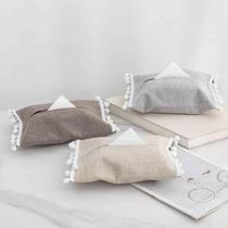 Japanese simple plain imitation linen tissue box home living room restaurant coffee table paper box office desktop tissue set