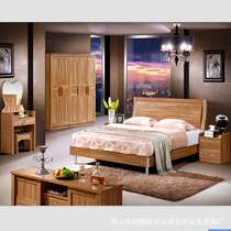 Hotel guest room bedroom complete set of furniture express hotel simple 1 8 meter large bed oak color large wardrobe panel bed