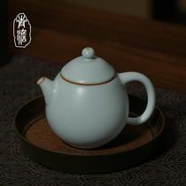 Qingdan Ru kiln dragon egg compound pot ancient Jingdezhen small teapot single pot azure ceramic handmade Ru porcelain open piece celadon
