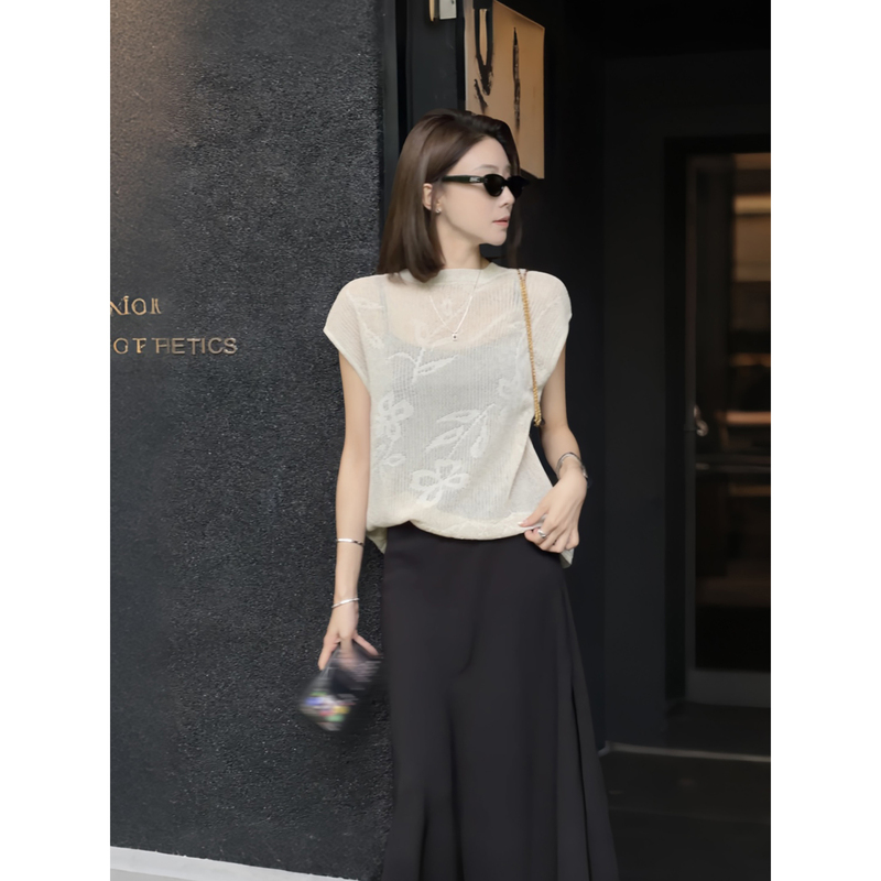 【Boss Zhou】Elegant Old Money Summer New Arrival Reversible Twisted Floral Loose Versatile Knit Top