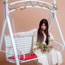 Outdoor rocking chair double iron swing hanging chair balcony indoor and outdoor double cradle chair home swing hammock hanging basket