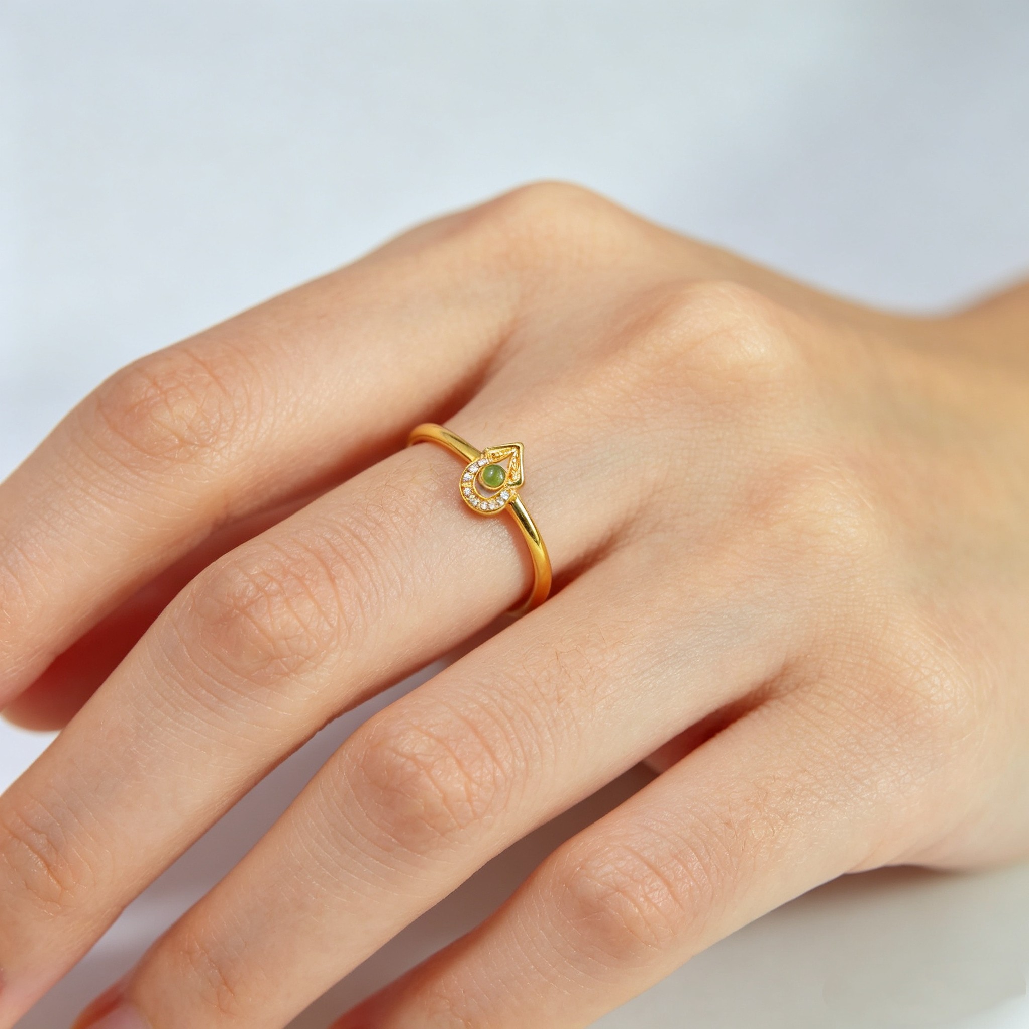 S925 silver inlaid Hetian jade jasper ring 11177