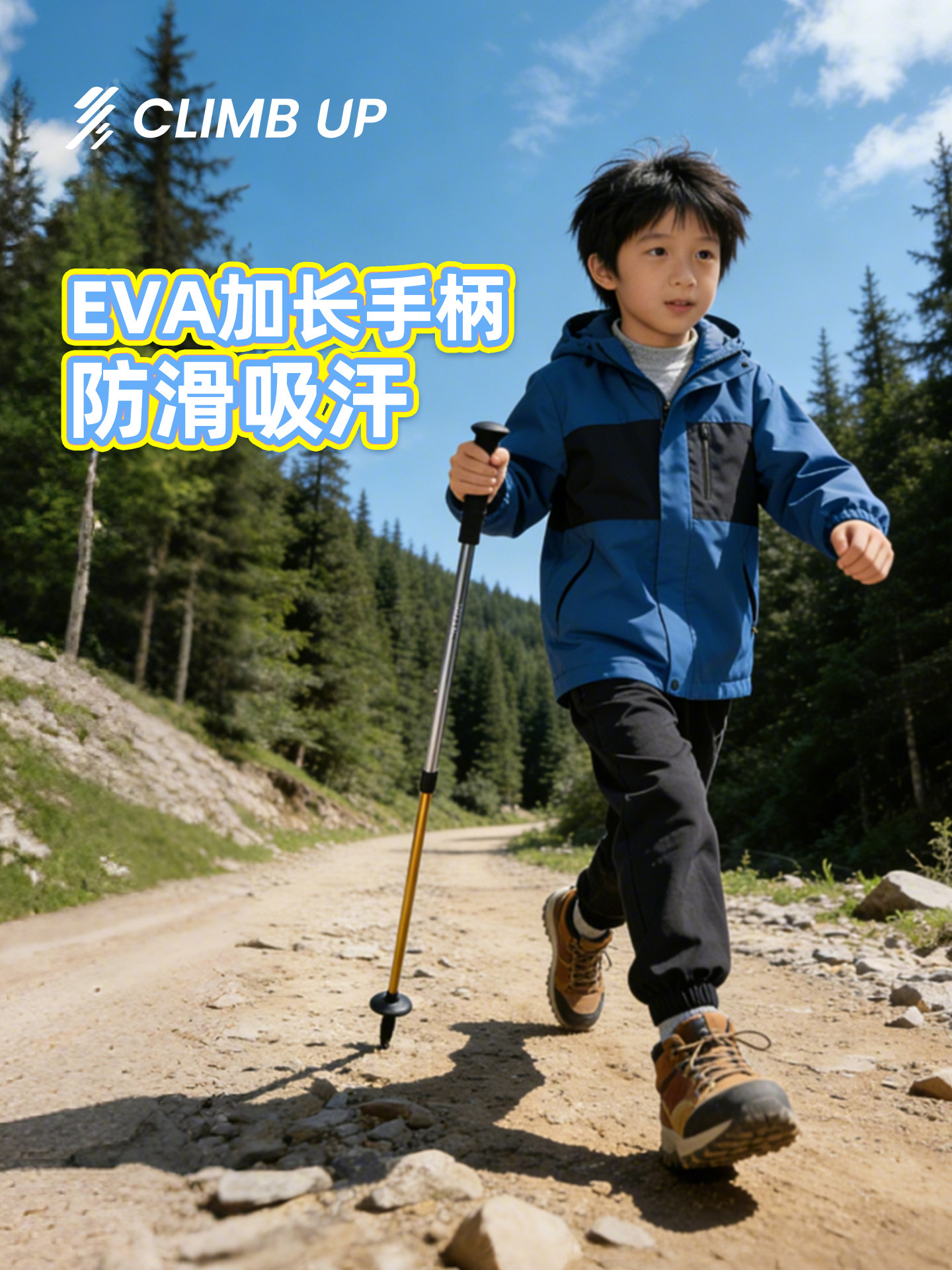 Sai Pu Children's Hiking Poles, Lightweight Aluminum Alloy Multi-Functional Telescopic Non-Slip Walking Sticks, Professional Outdoor Climbing Poles