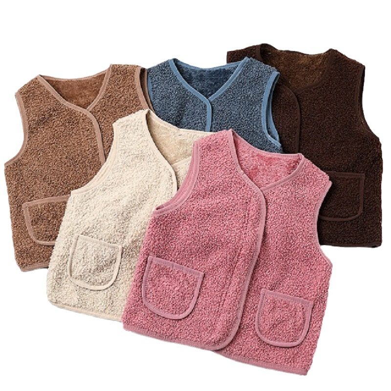 Spring, Autumn and Winter New Children's Lamb Wool Vest, Baby Boys and Girls Warm Outerwear, Class a Fleece-Lined