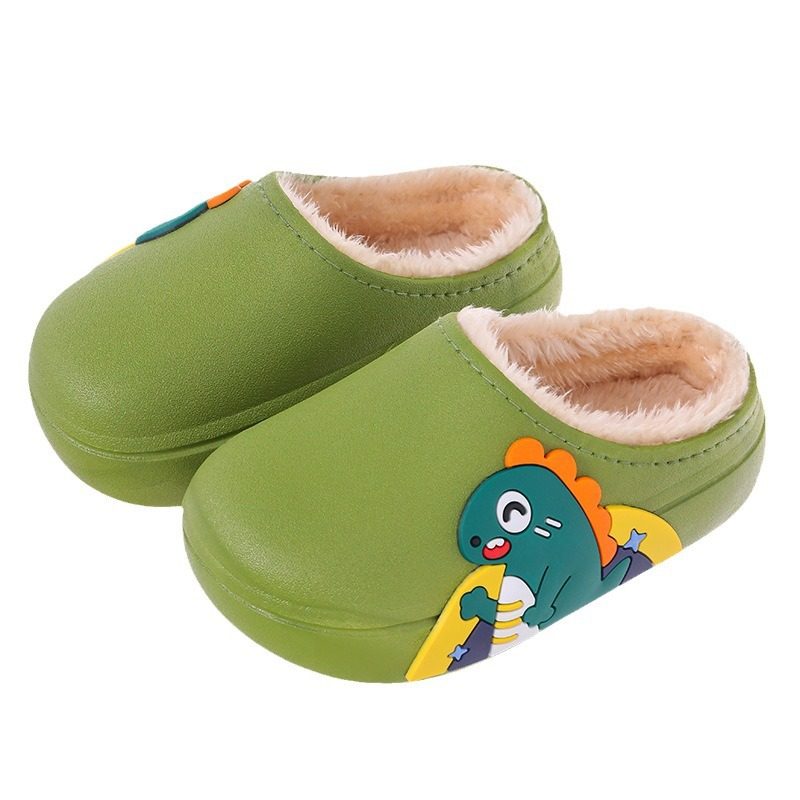 Children's Waterproof Slippers, Winter Non-Slip Boys' Cotton Slippers, Girls' Indoor Warm Kids' Parent-Child Shoes, Baby Furry Shoes