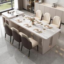Slate dining table 2023 new retractable island integrated household small apartment light luxury multi-functional bar with induction cooker