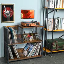 Home floor-standing record storage carbon steel bedroom books whole rack retro wooden board CD storage OGJ-TM00 object living rack cross