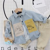 Balabala childrens clothing spring 2024 new boys long-sleeved shirts fashionable childrens tops male baby cartoon small