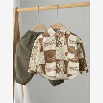 Balabala childrens summer shirt set 2 childrens 024 baby short-sleeved boys style new summer shirt