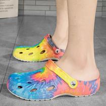 Summer Baotou Birds Nest Slippers Mens and Womens Beach Shoes Non-Slip Soft Sole Breathable Crocs Korean Version Seaside Vacation Travel Shoes