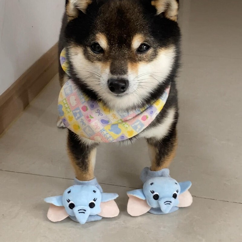 Pet Socks Cat Dog Shoes Stereo Cartoon Doll Socks Teddy Bichon Corgi Small Size Dogs Non-Slip Foot Covers