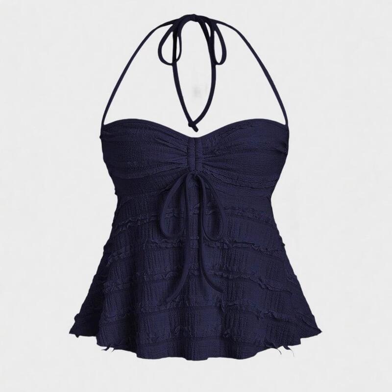 Tie up neck hanging vest, suspender, knitted suspender