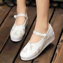 Old Beijing cloth shoes womens wedge-heeled shoes retro ethnic style Chinese-style cheongsam embroidered shoes with inner height increase daily Hanfu shoes