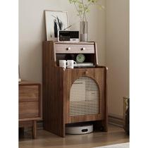 Solid wood sweeping robot storage rack rattan sofa side cabinet adapted to Cloud Whale Companion Ecovacs sweeping and mopping storage cabinet