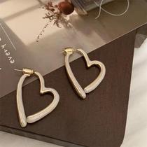 White dripping glazed love earrings 2024 new style fashionable niche design temperament earrings female high-end internet celebrity earrings