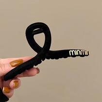 Black velvet large letter clip headband hair clip female back head shark clip ponytail high grip clip 2024 new style