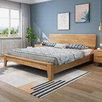 All solid wood bed simple modern white master bedroom 1 8m double bed large bed Nordic 1 5m bed 1 2m single bed