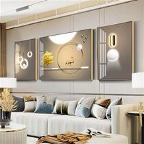 New living room decorative painting sofa background wall hanging painting Nordic mural high-end crystal porcelain glass framed triptych wall painting