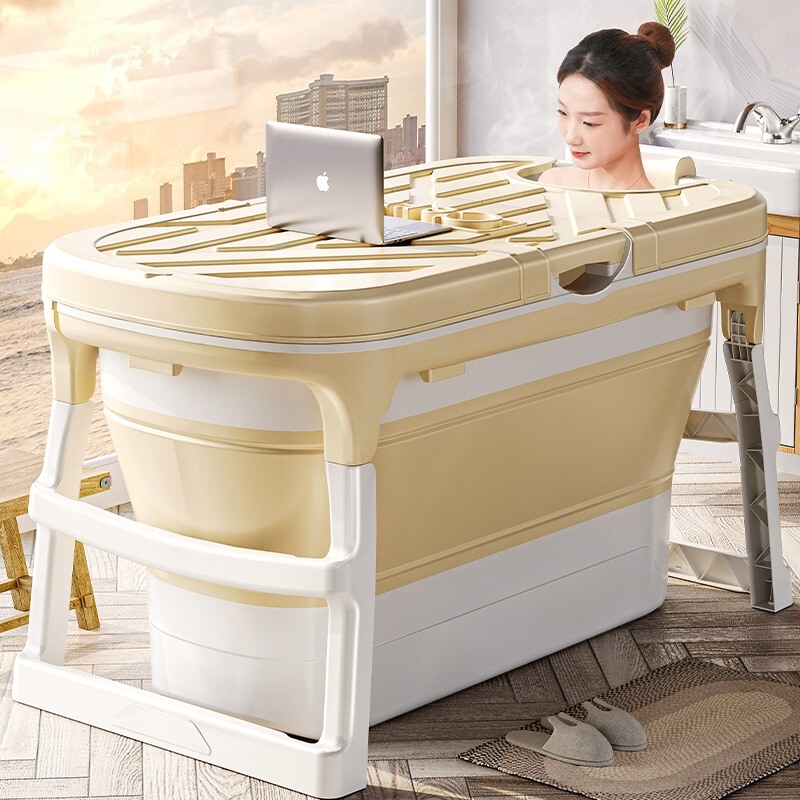 Japanese Imported Mujie Full-Body Soaking Tub, Adult Bath Tub, Foldable Home-Use Bathtub, Suitable for Adults to Sit In, Dual-Use for Sauna and Steam