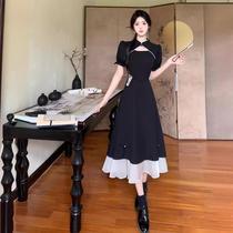 2024 Floral Butterfly Suspender Long Skirt Womens Waist 2024 Early Spring New Slightly Fat Slim Dress