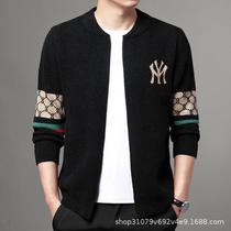 Foreign trade single spring new sweater mens cardigan versatile V-neck sweater casual sweater jacket mens clothing
